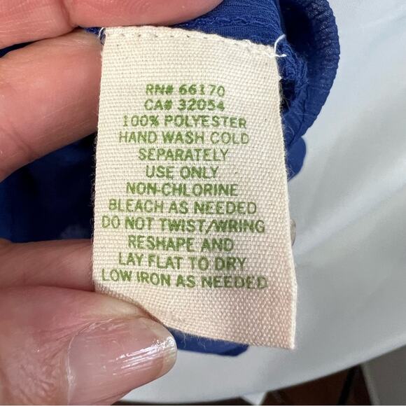 Anthropologie Staring At Stars Colbalt Blue Sheer Chiffon Dress Size Medium - Picture 14 of 14